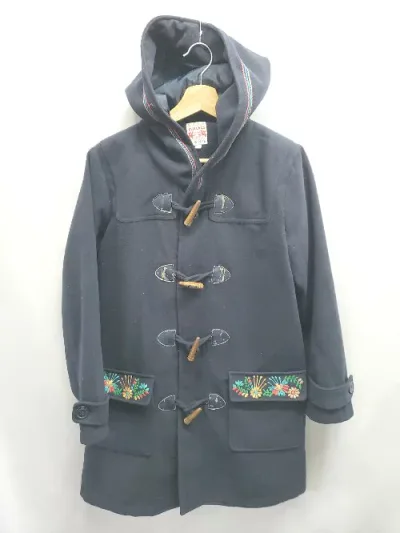 ◇ ⊆ titicaca チチカカ 花柄 刺? 長袖 ダッフル コート サイズL ネイビー系 レディース E 【中古】