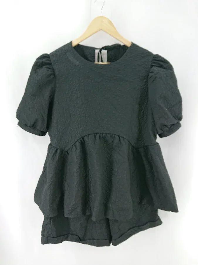 ◇ Θ ラジェム Lagemme ペプラムセットアップ 半袖トップス&ショートパンツ ブラック系 レディース L E 【中古】