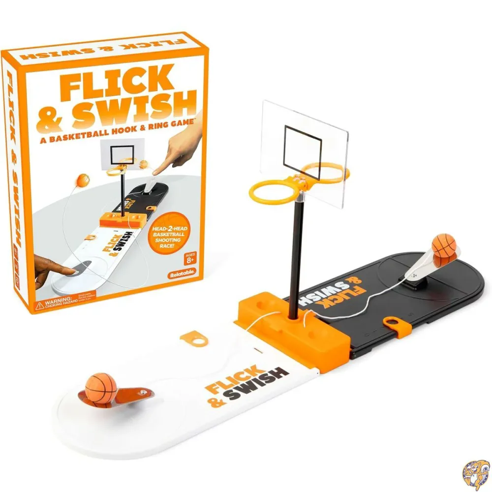 RelatableのFlick & Swishバスケットボールフック&リングゲーム 楽しい2人用ゲーム このミニバスケットボールゲームには、コートボード1枚と説明書(日本語ではない場合があります)が含まれています。