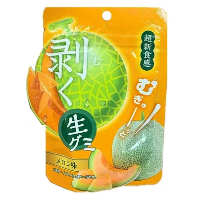 送料無料【メロン味】剥く生グミ メロン味 むぎゅーっと生グミ むく生グミ 皮がむける お菓子 お土産 プレゼント クリスマス グミッツェル