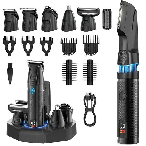 ボディシェーバー メンズ 「磁気吸着式、一台6役」電動メンズ ボディシェーバー ムダ毛処理 1~12mm長さ対応 髪/ヒゲ/すね毛/鼻毛カッター