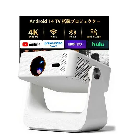 プロジェクター 家庭用小型4k 天井投影 WiFi と Bluetooth 搭載 、Mini Projector 4k Android 14 TV