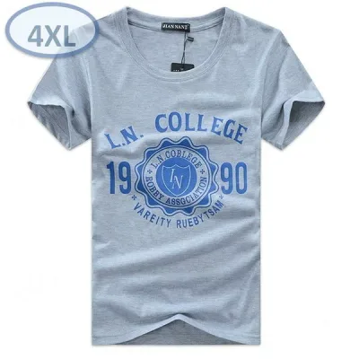 夏にピッタリ ☆ 丸首 半袖 Tシャツ【456】 グレー 4XLサイズ トップス シャツ シンプル イラスト デザイン 春夏