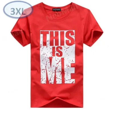 夏の定番 ☆ 丸首 半袖 Tシャツ【464】 レッド 3XLサイズ トップス シャツ シンプル イラスト デザイン 春夏