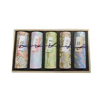 奥野晴明堂 花くらべ(5種アソート)和柄スタンド5本入 桐箱入り【お寄せ品、返品キャンセル不可。欠品終売時連絡あり】