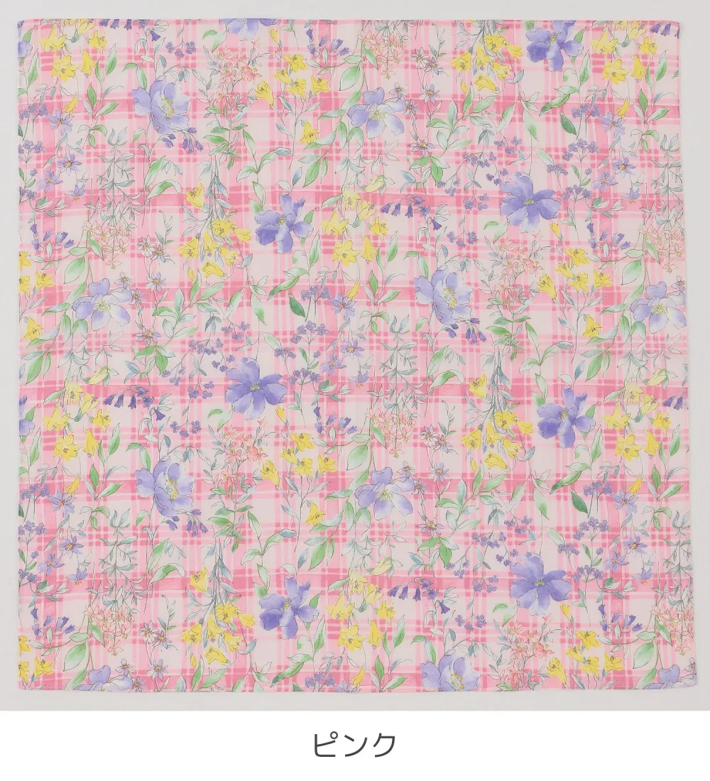 【直送品 北海道沖縄離島不可】フラワーハンカチ 26SS 全3色 ピンク サックス スカイブルー 【5個セット】【返品キャンセル不可】