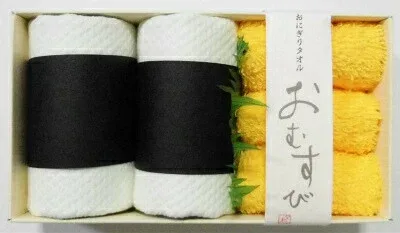 【直送品・大感謝価格】和食処 おむすび弁当 TFG0802401 ソフトフキン(おにぎり)/ハンドタオル(玉子やき) 綿100% 2個セット