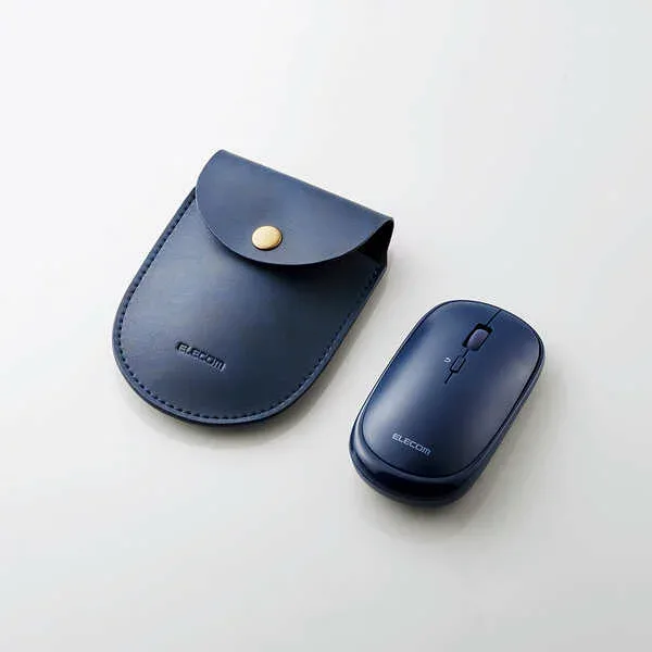 【即納】エレコム BlueLEDマウス/薄型/Bluetooth対応/4ボタン/ポーチ付/ブルー