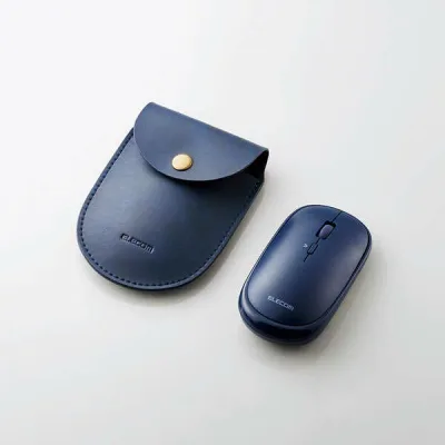 【即納】エレコム BlueLEDマウス/薄型/Bluetooth対応/4ボタン/ポーチ付/ブルー