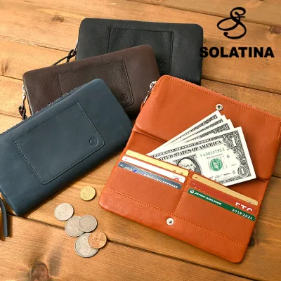 クーポン配布中 SOLATINA ソラチナ 財布 SW-60100 送料無料 仔牛 YKKファスナー 長財布 ラウンド長財布カーフレザー レザー レザー 本革 牛革 鞄 財布 ソフトレザー メンズ サイフ 通勤 名刺入れ カード入れ コイン入れ パスケース