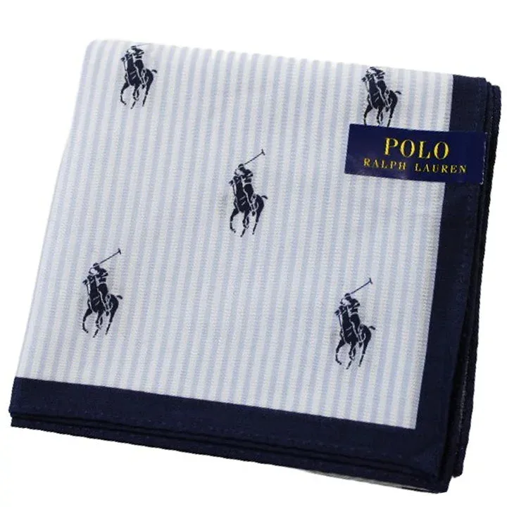 ポロ ラルフローレン ハンカチ レディース 綿 高級 ブランド ハイブランド POLO Ralph Lauren 青 ブルー 紺 ネイビー ポロポニー ストライプ ロゴ 女性 婦人 母の日 20代 30代 40代 50代 60代 70代 プレゼント ギフト おしゃれ 大人 ポイント消化
