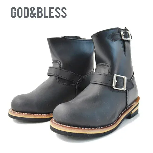 送料無料 エンジニアブーツ ショート メンズ レディース ゴッドブレス 9809 God&Bless グッドイヤーウェルト製法 FAKE LEATHER ENGINEER BOOTS ブーツ ショートブーツ