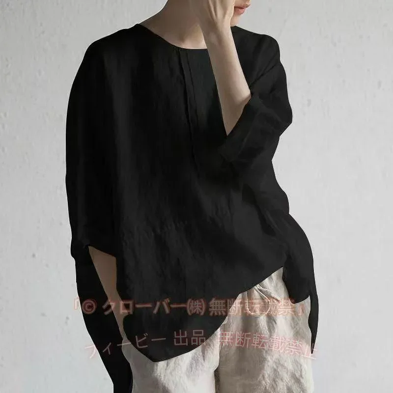 【期間限定5%OFFクーポン】リネン ワンピース 半袖 5分袖 夏 春 秋 ス ブラウス tシャツ レディースゾンチーチュニック 麻 大きいサイズ ビッグシルエット オーバーサイズ 女性用