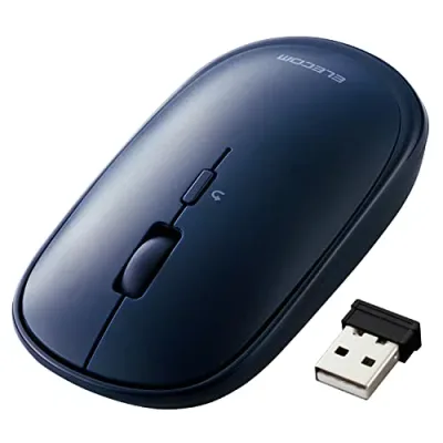 エレコム ワイヤレスマウス 無線2.4GHz Slint M-TM10DBBU/EC 薄型 静音 4ボタン プレゼンモード機能付 Windows Mac 対応 ネイビーブルー