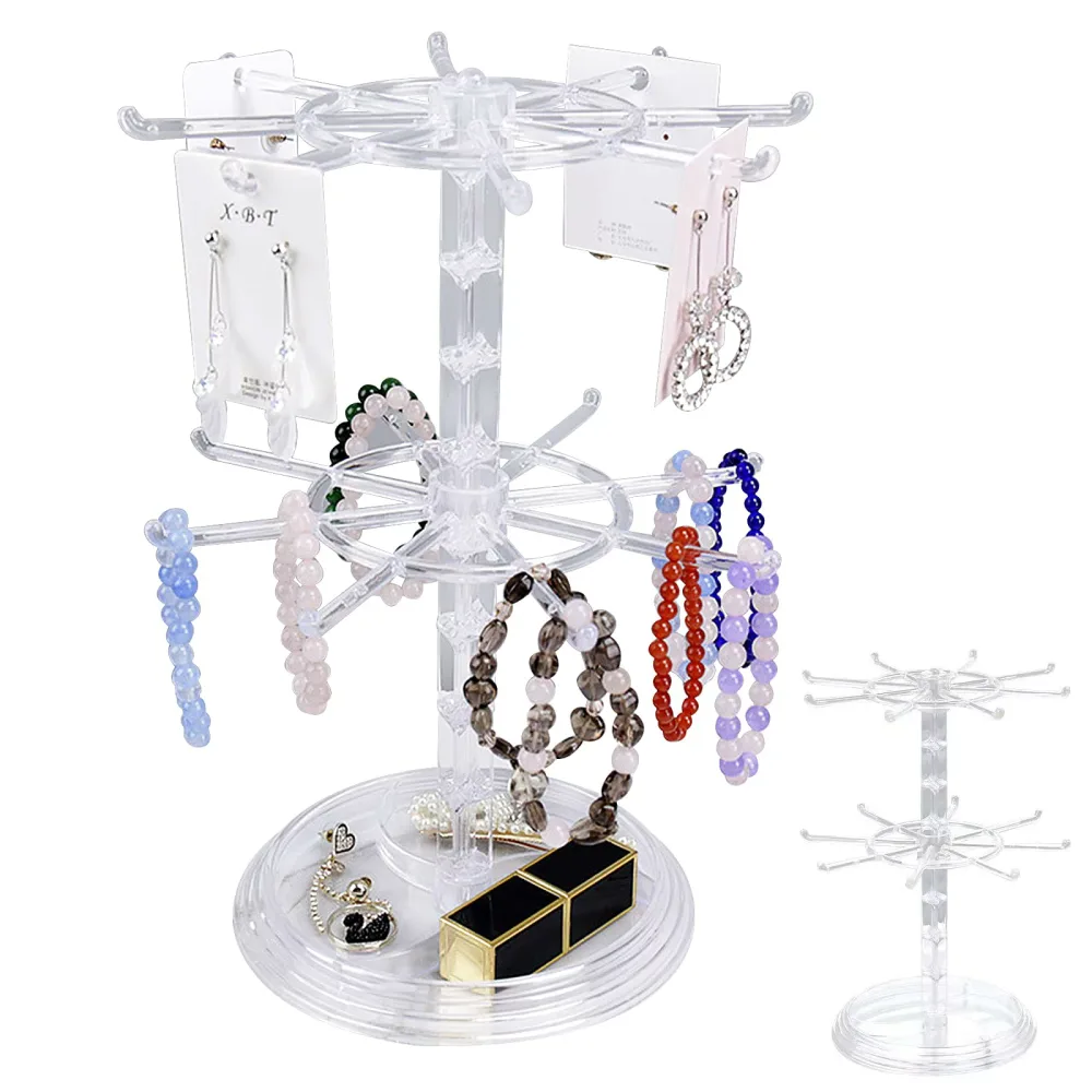 ジュエリースタンド ジュエリー収納 【2026新登場!×2層×360度回転可能】 ジュエリー収納 アクリルスタンド ピアススタンド 360度回転可能 展示スタンド 大容量 省スペース 鍵 キーホルダー