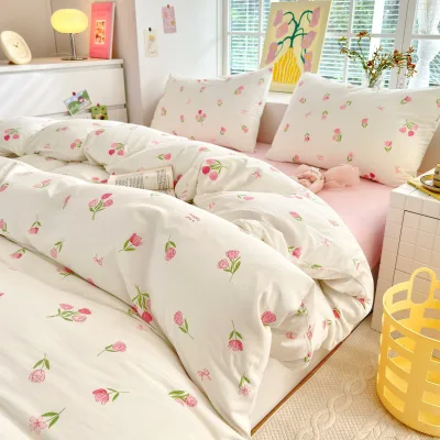 BUKAROOM 布団カバー 3点セット シングル 寝具カバーセット ダブルジッパー 掛け布団カバー 150x210cm 枕カバー1枚 ボックスシーツ 柔らかい 通気性 四季通用 (パンダ シングル・3点セット)