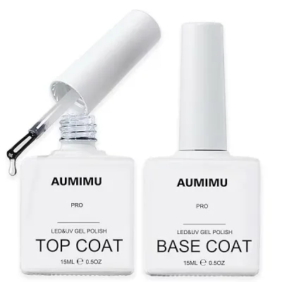 AUMIMU ジェルネイル ,トップコート ベースコート 15ml 2本 セット ノンワイプ 拭き取り不要 大容量 UV/LED対応 長持ちする、ダイヤモンドの輝き