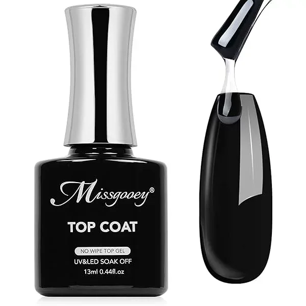 Missgooey ジェルネイル トップコート ノンワイプトップジェル UV/LED対応 初心者&プロ用 拭き取り不要 最上級の艶 長持ち 13ml