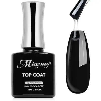 Missgooey ジェルネイル トップコート ノンワイプトップジェル UV/LED対応 初心者&プロ用 拭き取り不要 最上級の艶 長持ち 13ml