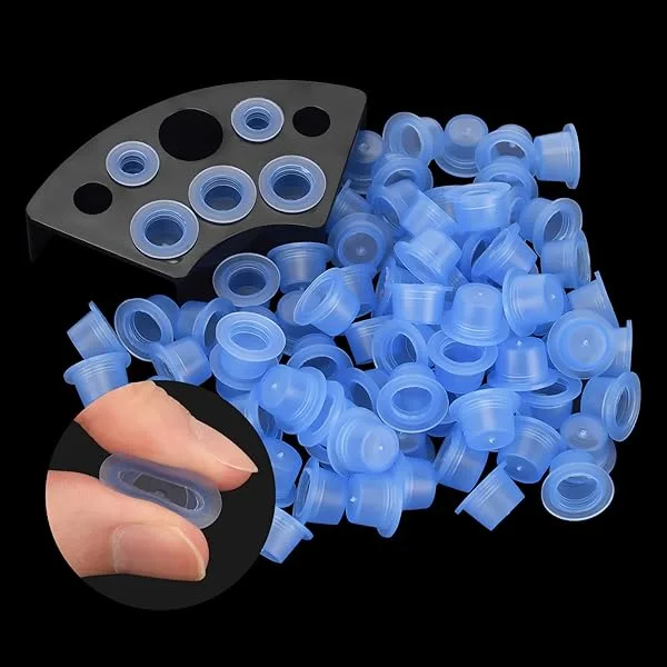 ATOMUS 300pcs タトゥーインクキャップ 1pcカップホルダー付き シリコンタトゥー顔料カップ 8穴インクキャップホルダー タトゥーインク用タトゥー用品 タトゥーセット (M)