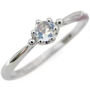 プラチナ シンプル エンゲージリング ロイヤルブルームーンストーン 王冠 婚約指輪