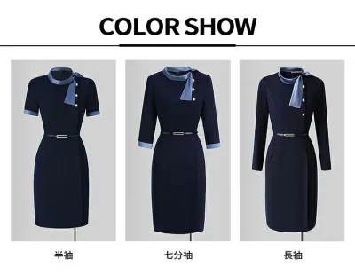 事務服 ワンピース レディース 制服 仕事服 大きいサイズ 通勤 オフィス 受付 接客 冠婚葬祭 セレモニー エステ サロン ビジネス ユニフォーム ポケット付き ベルト付き リボン 半袖 七分丈袖 長袖 ミドル丈 ストレート 春夏秋冬