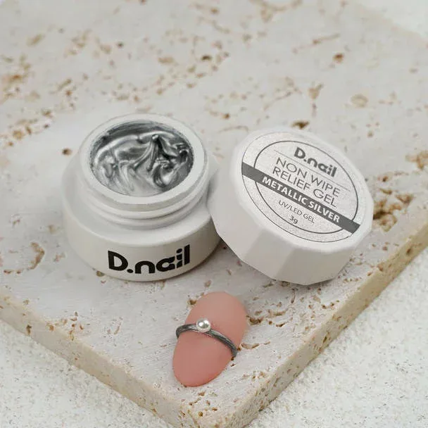 【D.Nail】 D.nail ノンワイプレリーフジェル メタリックシルバー サロン専売品 プロ用 おすすめ ジェルネイル セルフネイル