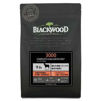 【リニューアル】ブラックウッド 3000 2.7kg 【Blackwood ドッグフード ラム】○