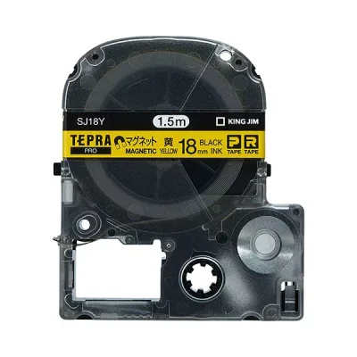 (まとめ) キングジム テプラ PRO テープカートリッジ マグネットテープ 18mm 黄/黒文字 SJ18Y 1個 【×3セット】