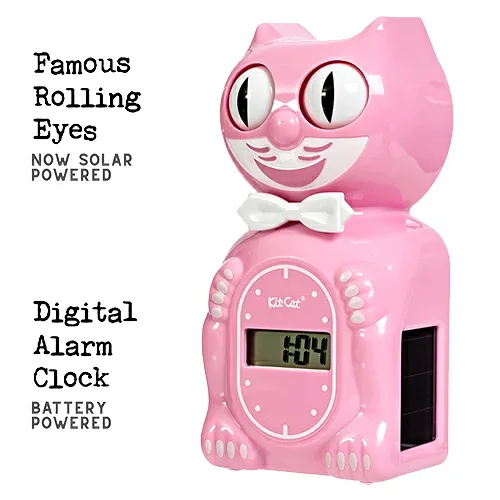 キットキャット デジタル ソーラー デスク クロック ( ピンクサテン ) pud1037 Kit-Cat klock ピンク 猫 ねこ 置時計 時計 アラーム インテリア 雑貨 グッズ おしゃれ おもしろ デザイン モチーフ かわいい アメリカ MADE IN U.S.A SKC-53
