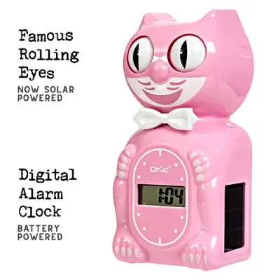 キットキャット デジタル ソーラー デスク クロック ( ピンクサテン ) pud1037 Kit-Cat klock ピンク 猫 ねこ 置時計 時計 アラーム インテリア 雑貨 グッズ おしゃれ おもしろ デザイン モチーフ かわいい アメリカ MADE IN U.S.A SKC-53