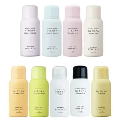 【選べる2本】MIEUFA(ミーファ) フレグランスUVスプレー 各80g 全9種 日焼け止め 全身 UVケア SPF50+ PA++++ 紫外線対策 ヘアミスト ヘアフレグランス マグノリア ミモザ クリア テンダーリリィ オスマンサス シェリーサボン シトラスグリーン ペアブリーズ 即日発送
