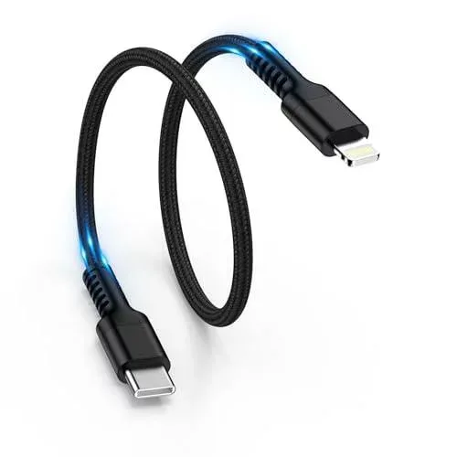 タイプC ライトニングケーブル 短い iPhone 充電ケーブル 0.3M PD 25W MFi認証 急速充電&高速データ転送 USB-C Lightningケーブル 30cm 高耐久ナイロン GAEF Type-C to アイフォン 充電器ケーブル iPhone14/14Pro,iPhone13/12/11/X/8/7/6/5,SE2/SE3,iPad Mini/Air/Pro対応 ブ