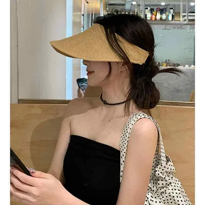 サンバイザー レディース 帽子 空頂帽 遮光 ハット 日よけ帽子 ストローハット 麦わら帽子 折りたたみ 紫外線対策 日焼け防止 熱中症対策 普段使い 旅行 アウトドア レジャー 自転車 春夏 おしゃれ かわいい カジュアル ベージュ ブラック カーキ