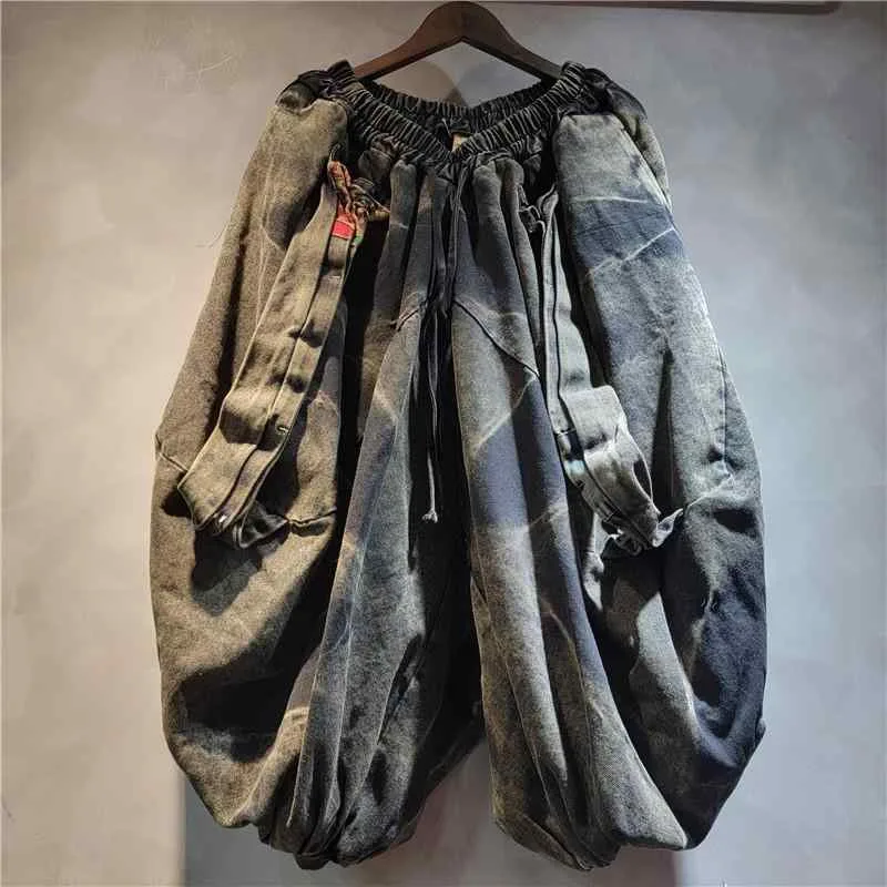 カジュアルパンツ レディース デニムパンツ 九分丈 ジーンズ 切り替え デザイン レトロ プリント ジーパン ボトムス テーパード ハロンパンツ ハイウエスト ゆったり 着痩せ 普段使い お出かけ 体型カバー 街頭 風 おしゃれ かわいい コラボ