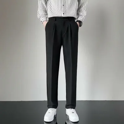 スラックス メンズ 男性用 ワイドパンツ ストレートパンツ ロングパンツ カジュアル スーツパンツ 春夏 接触冷感 高級感 ゆったり ルーズ ボトムス ズボン ビジネス 通勤 普段使い 部屋着 ポリエステル グレー カーキ ホワイト ブラック ホワイト