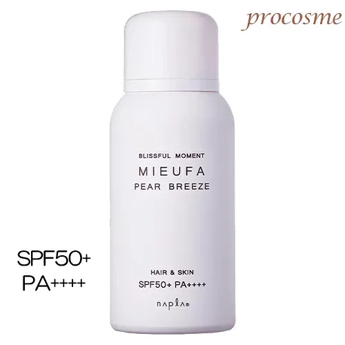 ナプラ ミーファ フレグランスUVスプレー ペアブリーズ 80g| 日焼け止めスプレー SPF50+ PA++++