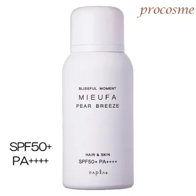 ナプラ ミーファ フレグランスUVスプレー ペアブリーズ 80g| 日焼け止めスプレー SPF50+ PA++++