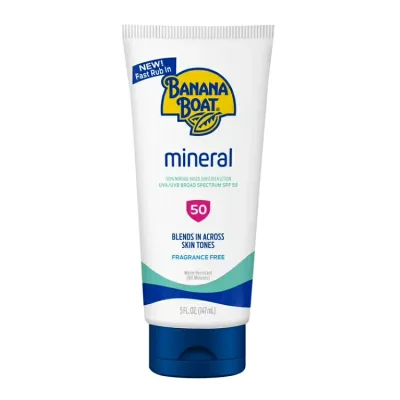 バナナボート ミネラル 日焼け止めローション SPF50 148ml Banana Boat Mineral Sunscreen SPF 50, Mineral Sunblock, Adult Sunscreen Lotion, 5 fl oz 【お取り寄せ商品】
