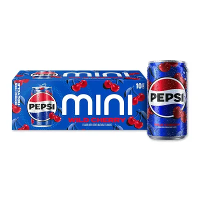 ペプシソーダ ワイルドチェリー 約221ml ミニ缶 10 個パック Pepsi Soda Wild Cherry 7.5 fl oz, 10 Pack Mini Cans 【お取り寄せ商品】【合わせて買いたい】