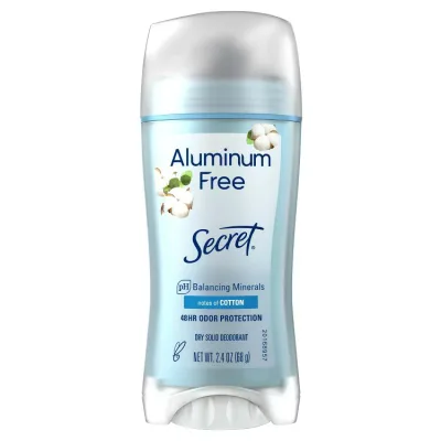 シークレット アルミニウムフリー 女性用デオドラント ソリッド コットン 約68g Secret Aluminum Free Women's Deodorant Solid Cotton 2.4 oz 【お取り寄せ商品】【合わせて買いたい】