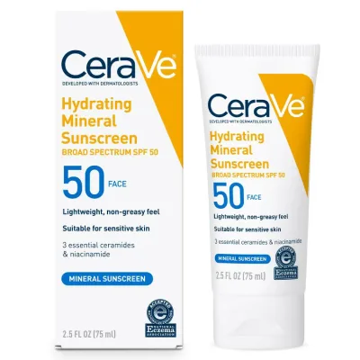 セラヴィ ハイドレーティング ミネラルサンスクリーン SPF 50 子供用&大人用 75ml CeraVe Hydrating Mineral Sunscreen SPF 50 Kids & Adults, 2.5 oz 【お取り寄せ商品】