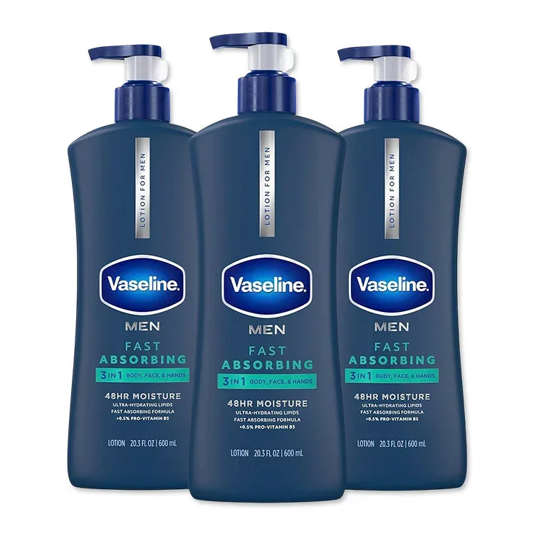 ヴァセリン メンズ ヒーリング モイスチャー ハンド & ボディ ローション 男性用ローション 600ml(20.3 oz) 3 個パック Vaseline Men's Healing Moisture Hand & Body Lotion pack of 3 【お取り寄せ商品】