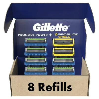 ジレット 替刃 男性用カミソリ替刃 8個セット(プログライドパワー6個+プログライドシールド2個) Gillette Men's Razor Blade Refills, 6 Pro-Glide Power & 2 Pro-Glide Shield Cartridges 【お取り寄せ商品】