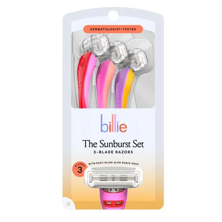 ビリー レディース 3枚刃 使い捨てカミソリ サンバーストセット 3本入り Billie 3 Blade Disposable Razors for Women, The Sunburst Set, 3 Count 【お取り寄せ商品】