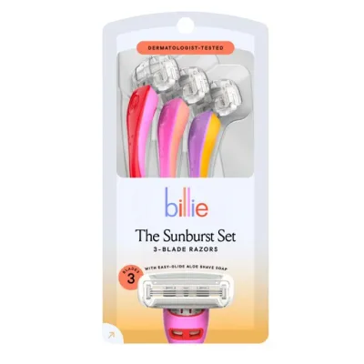 ビリー レディース 3枚刃 使い捨てカミソリ サンバーストセット 3本入り Billie 3 Blade Disposable Razors for Women, The Sunburst Set, 3 Count 【お取り寄せ商品】
