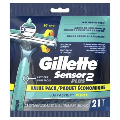 ジレット センサー2 プラス ピボット メンズ 使い捨てカミソリ 21本 ブルー Gillette Sensor2 Plus Pivot Men's Disposable Manual Razor, 21 Razors, Blue 【お取り寄せ商品】