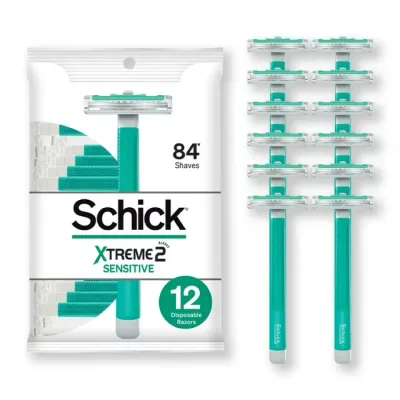 シック エクストリーム センシティブ メンズ使い捨てカミソリ 2枚刃 12本 Schick Xtreme 2-Blade Sensitive Men's Disposable Razors, 12 Ct 【お取り寄せ商品】