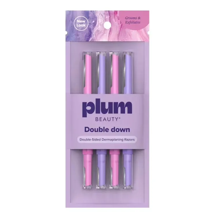 プラムビューティ 両面フェイシャルレザー 4本 Plum Beauty Double-Sided Facial Razors 4ct 【お取り寄せ商品】