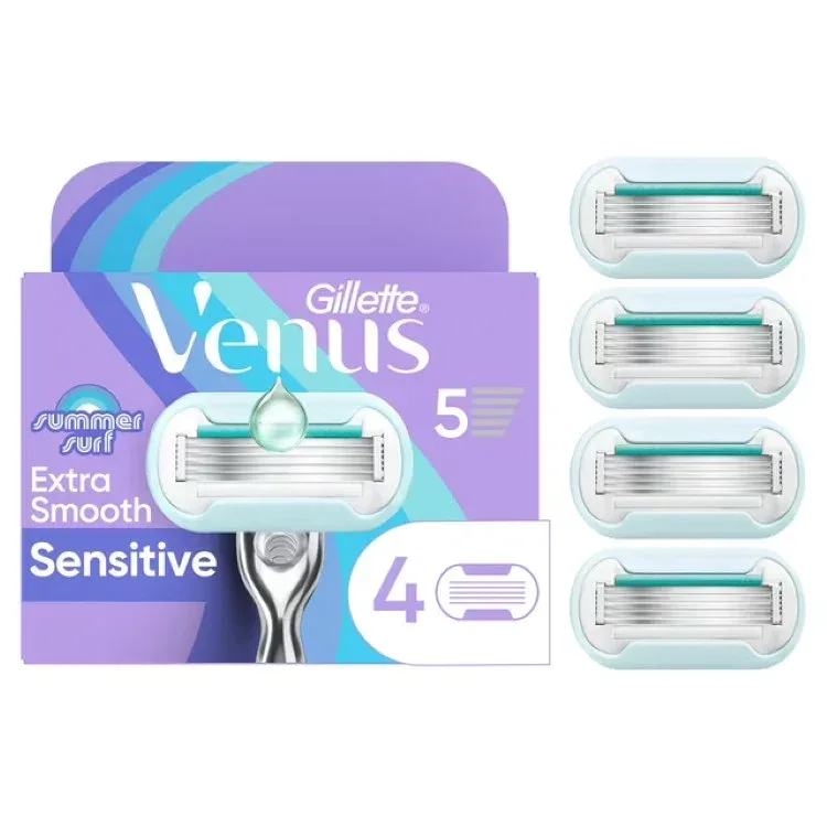 ジレットヴィーナス サマーサーフ エクストラスムース センシティブ 女性用替刃 4個 Venus Summer Surf Extra Smooth Sensitive Women's Razor Blade Refills, 4 Count 【お取り寄せ商品】